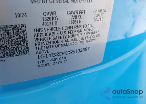 2025 Chevrolet Corvette Stingray Rwd 2Lt из США, поврежденный, VIN 1G1YB2D42S5103697